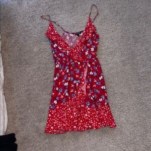Express Red Floral Dress with Spaghetti Straps